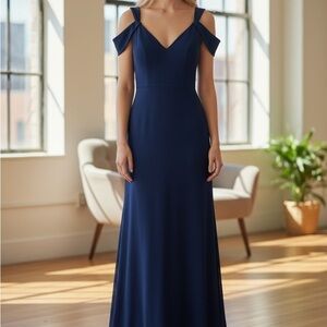 New Elegant Royal Blue Large Off-Shoulder Evening Dress by ABS by Allen Schwartz